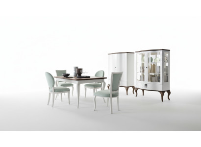 Dining room set classical table 4x chairs display cabinet sideboard 7-piece