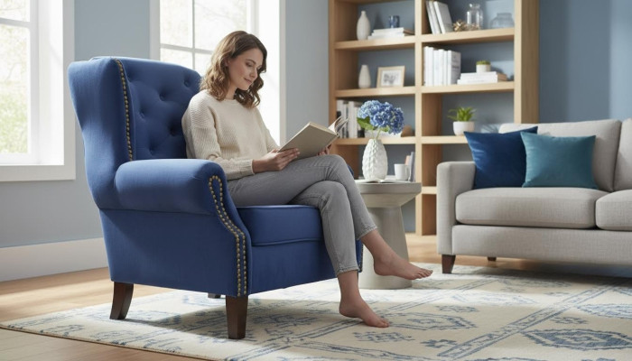 Armchair TV Sofa 1-Seater Couch Designer Textile Sofas Upholstered Wing Chair