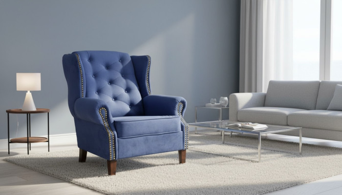 Armchair TV Sofa 1-Seater Couch Designer Textile Sofas Upholstered Wing Chair