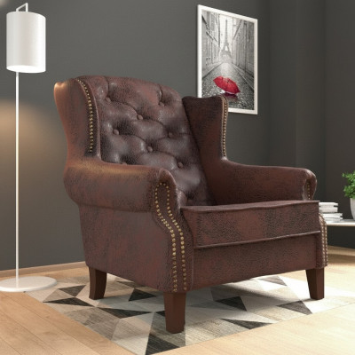 Designer armchair leather luxury TV couch relax 1-seater sofa lounge club