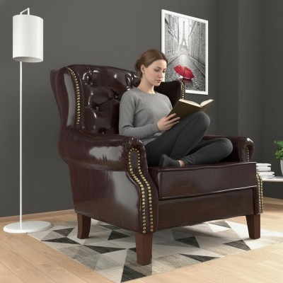 Design armchair leather luxury TV relax couch 1-seater sofa lounge club