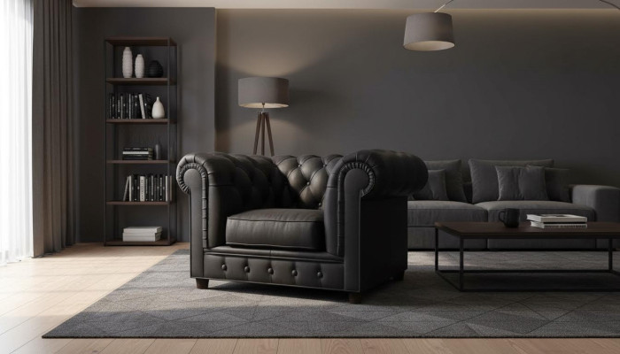 Noble design Chesterfield armchair upholstered TV seat lounge club textile