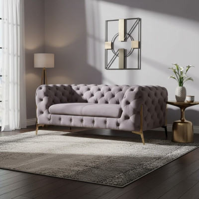 Design Chesterfield Sofa 2-seater Couch Upholstery Fabric Sofas Velvet New Two-seater