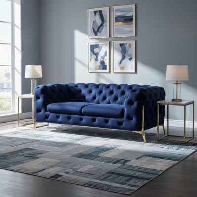 Luxury 2 Seater Couch Upholstered Sofa Leather Fabric Couches Chesterfield Suite New