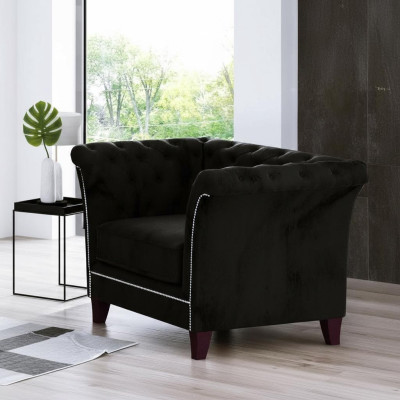 Chesterfield Armchair Couch Upholstery 1-Seater Velvet Design Couches Deco Sofas