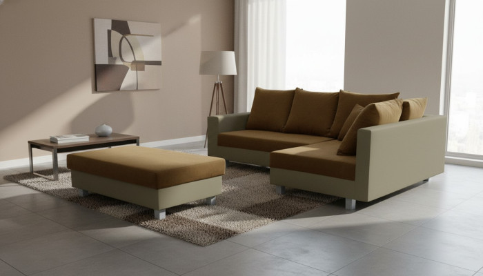 Sofa L-shape leather sofa textile couch living landscape corner sofa suite upholstery