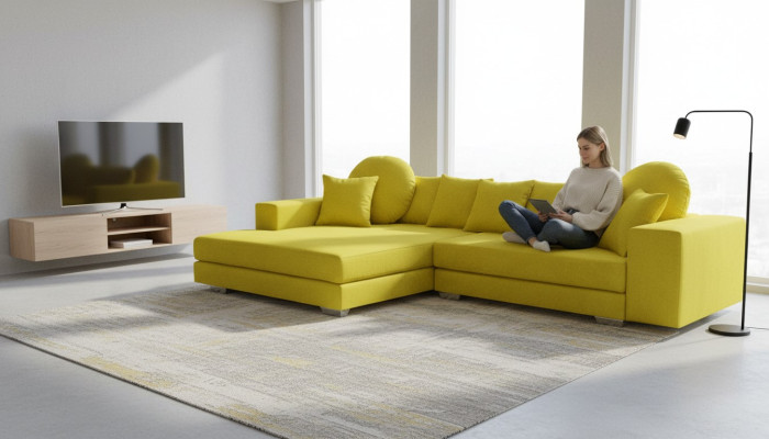 Yellow corner sofa corner couch corner suite upholstered sofa couches sofas living landscape