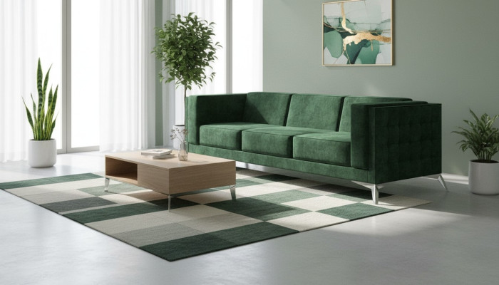 Three-seater 3-seater couch upholstered sofa fabric Chesterfield couch set