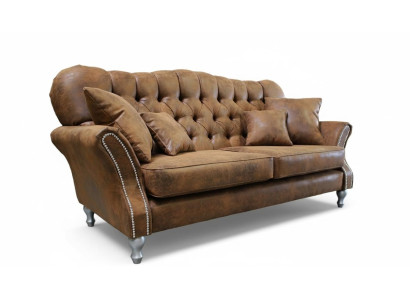 Vintage Chesterfield Sofa Set Couch Upholstery Sofa Leather 3+1 Seater Set