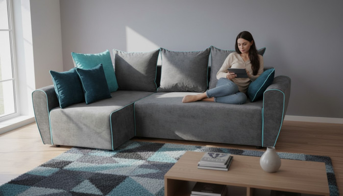 Big Sofa Couch Corner Sofa Bed XXL Upholstery Corner Set Fabric Living Landscape