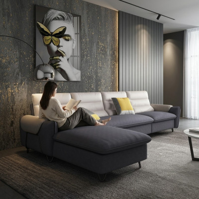 Living area couch upholstery textile fabric leather seating suite L-shape corner corner sofa