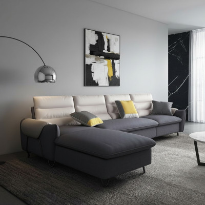 Living area couch upholstery textile fabric leather seating suite L-shape corner corner sofa