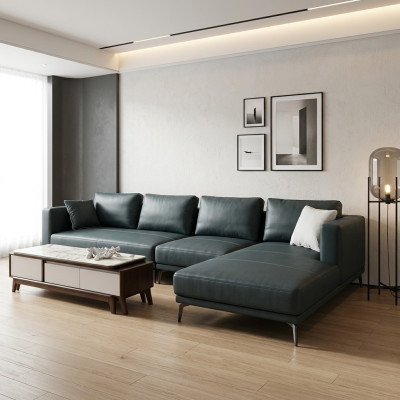 Corner sectional L-shaped lounge sofa couch upholstery fabric sofas leather