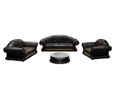 Classic Chesterfield Sofa Suite Upholstery Three-Seater Leather 3-Seater