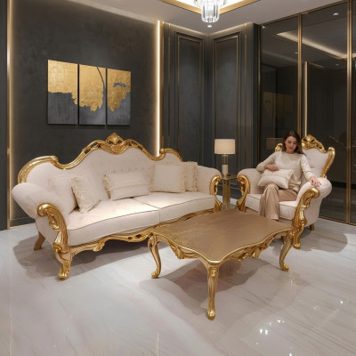 3+3+1 Seater Sofa Set Chesterfield Baroque Style 3-piece Sofa Set