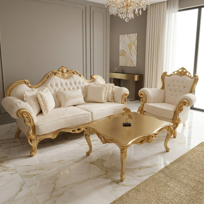 3+3+1 Seater Sofa Set Chesterfield Baroque Style 3-piece Sofa Set