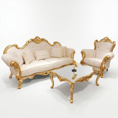Chesterfield Luxury Sofa Set 3+1+1 Seater Recliner Armchair Couch 3-piece Textile New