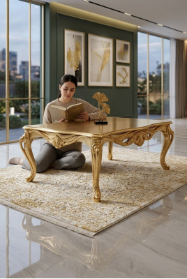 Coffee table tables Chesterfield table design luxury furniture gold wood living room new