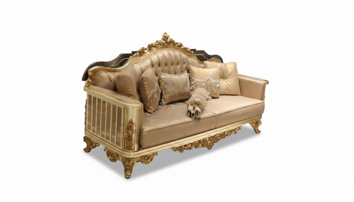 Luxury Sofa 3-Seater Textile Sofa Gold Design Furniture 3-Seater Chesterfield Upholstery New