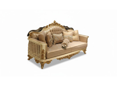 Luxury Sofa 3-Seater Textile Sofa Gold Design Furniture 3-Seater Chesterfield Upholstery New