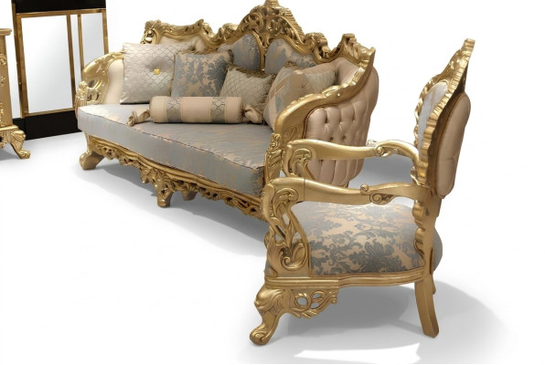 3+3 Seater Chesterfield Sofa Set 2x Classic Sofa Relax Armchair 2-piece Furniture