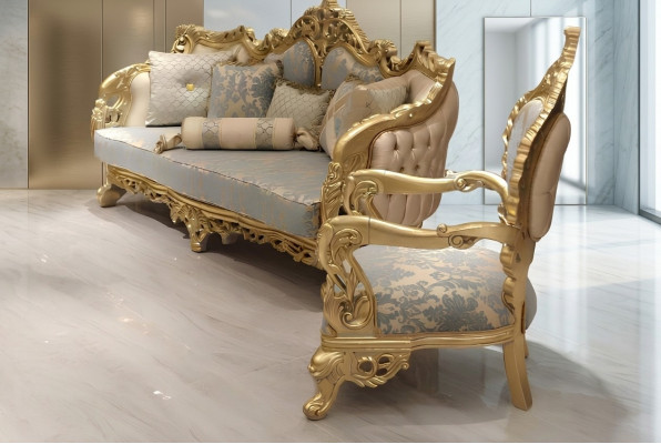 Chesterfield Sofa 3-Seater Upholstered Sofa Classic Textile Wood New