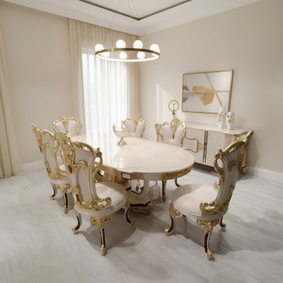 Dining Room Set Luxury Chair Set 6x Chairs Dining Set Upholstered Chairs Sideboard