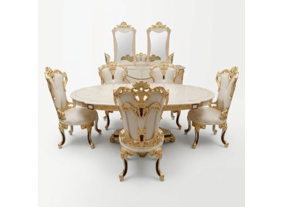 Dining room set 6x chairs dining group wood upholstered chair luxury chair textile new