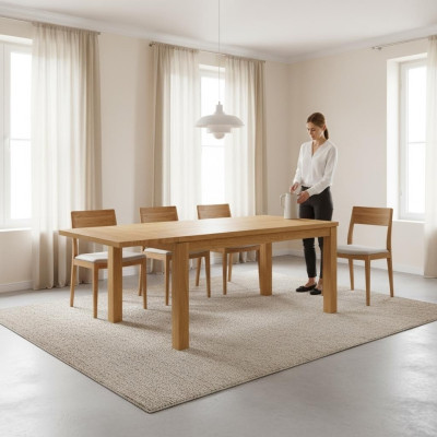 Conference table made of natural wood, solid wood dining table, handcrafted dining room