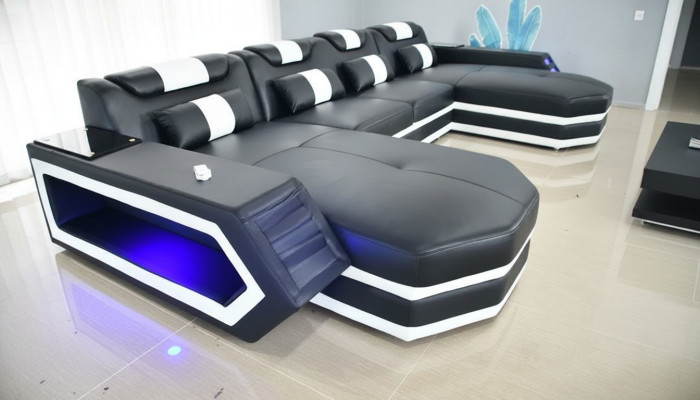 Leather sofa, modern upholstery leather living landscape design corner sofa couch fabric