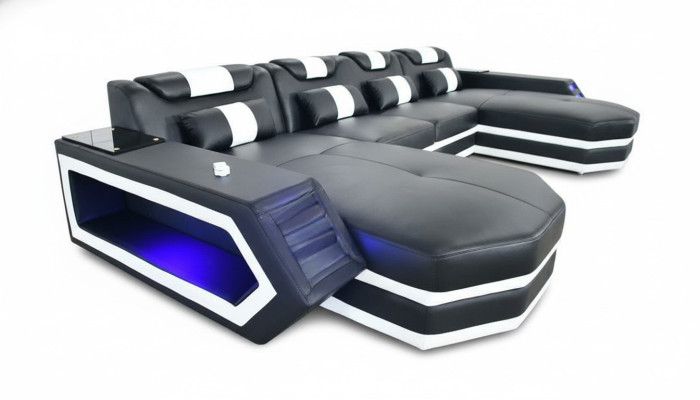 Leather sofa, modern upholstery leather living landscape design corner sofa couch fabric