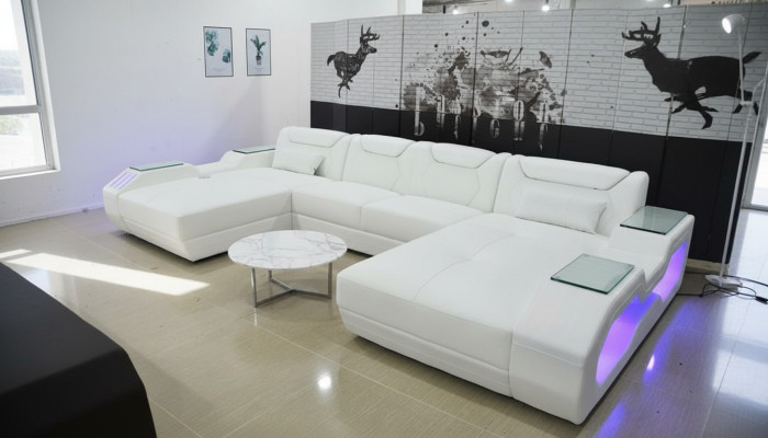 Leather corner sofa U-shaped sofa modern sofa corner sofa soft living area design