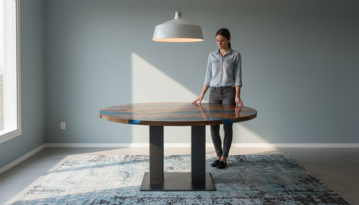 Round dining table river table real wood river table 150 cm tables epoxy resin
