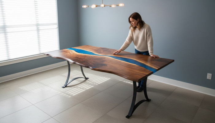 Dining Table River Table Real Wood River Table 220x100 Solid Tables Epoxy Resin