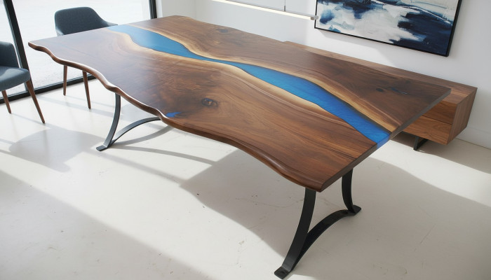 Dining Table River Table Real Wood River Table 220x100 Solid Tables Epoxy Resin