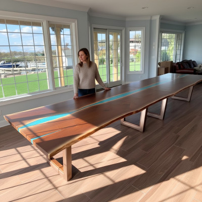 Dining table river table genuine wood river table 260x100 solid tables