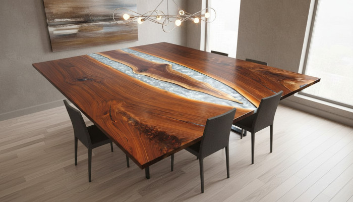 Epoxy resin dining table real wood solid furniture waterfall epoxy table casting resin