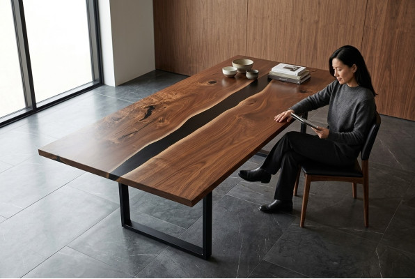 Dining table tables epoxy resin solid furniture epoxy table waterfall real wood