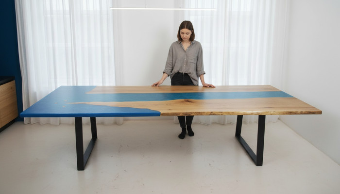 Dining Table River Table Real Wood River Table Epoxy Resin 260x100 Massive