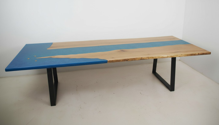 Dining Table River Table Real Wood River Table Epoxy Resin 260x100 Massive