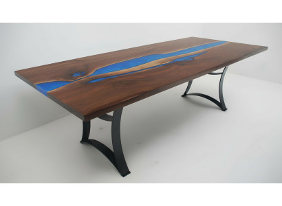 Dining Table Blue River Table Real Wood 220x90 Tables Epoxy Resin New