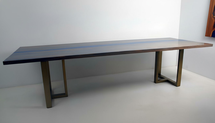 Epoxy Resin Dining Table River Table Real Solid Wood Decor Tables 220x100