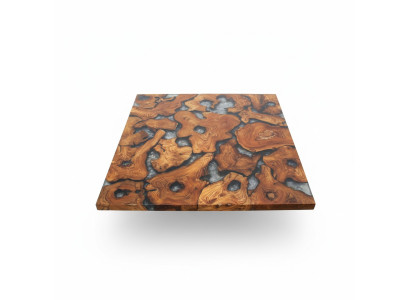 Epoxy resin dining table made of real solid wood furniture, waterfall epoxy table 100x100.