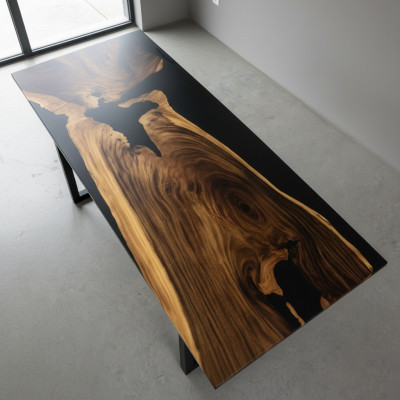 Epoxy Resin Dining Table River Table Real Wood Solid Decorative Tables 240x100