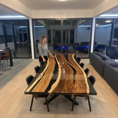 Conference Discussion River Table Real Solid Wood Epoxy Resin Tables