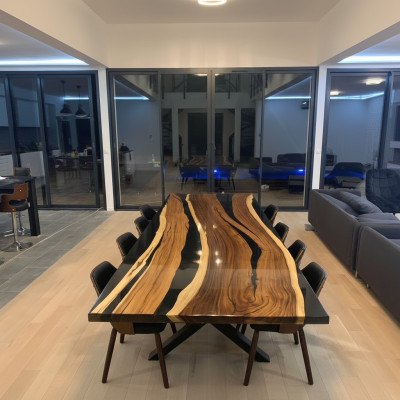 Conference Discussion River Table Real Solid Wood Epoxy Resin Tables