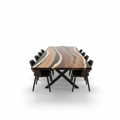 Conference Discussion River Table Real Solid Wood Epoxy Resin Tables