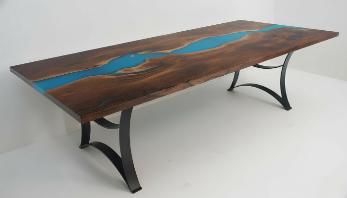 Dining table, epoxy resin tables, real wood, solid furniture, epoxy table, waterfall, new