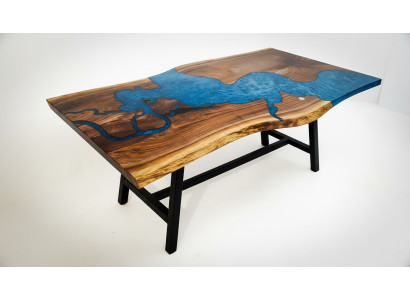Waterfall table epoxy resin dining table real wood solid furniture epoxy table new