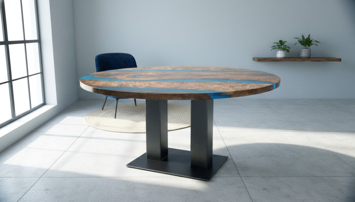 Massive dining table round table epoxy resin furniture waterfall river tables furniture